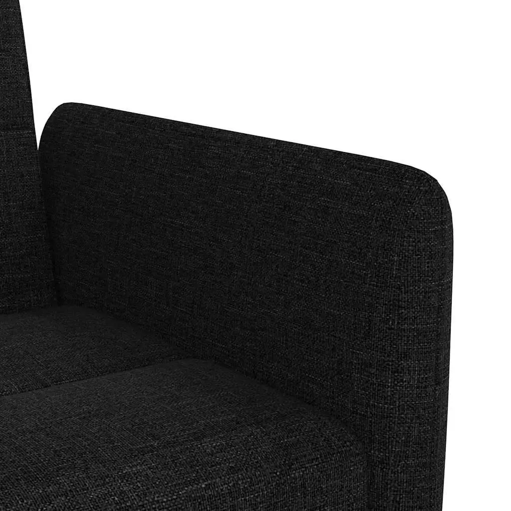 Sofa Bed Black Fabric with Adjustable Backrest Cup Holders and USB Charging Ports