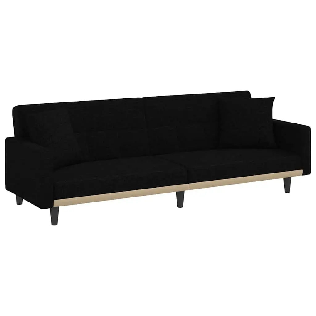 Sofa Bed Black Fabric Adjustable Backrest Sleeper Couch Guest Accommodation