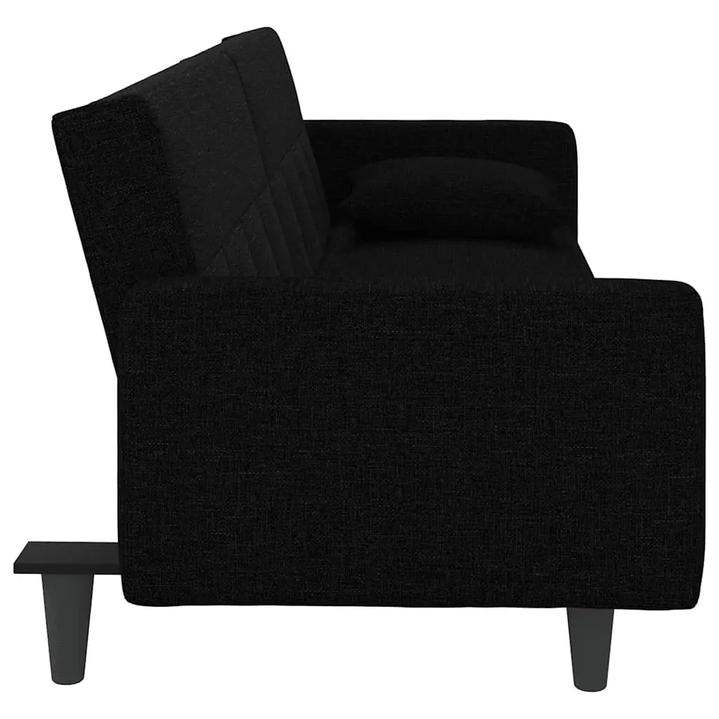 Sofa Bed Black Fabric Adjustable Backrest Sleeper Couch Guest Accommodation