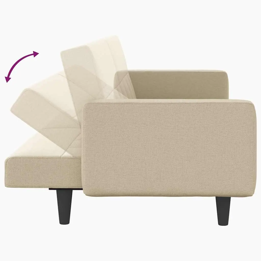 Sofa Bed Cream Fabric Adjustable Backrest Sleeper Couch Day Bed