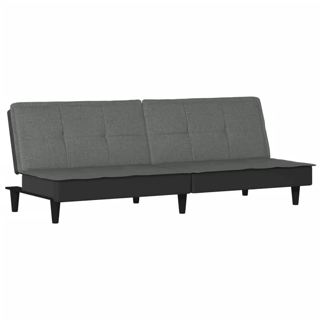 Sofa Bed Grey Fabric Adjustable Backrest