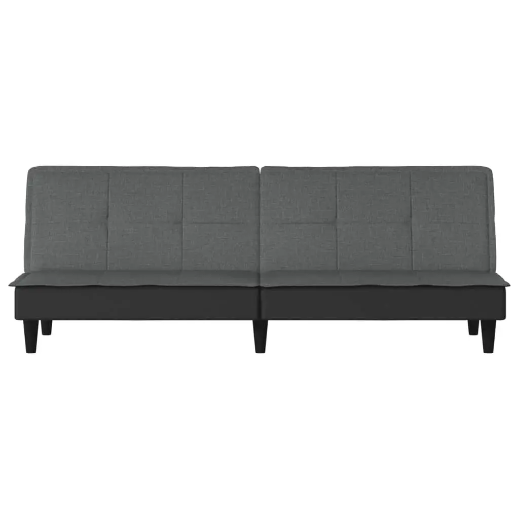 Sofa Bed Grey Fabric Adjustable Backrest