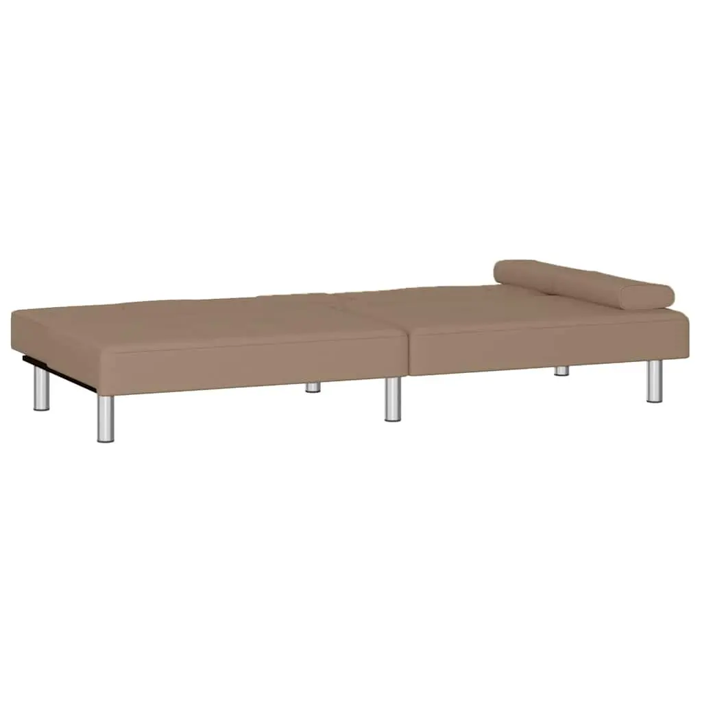Sofa Bed Adjustable Backrest Faux Leather with Cup Holders and USB Charging Ports