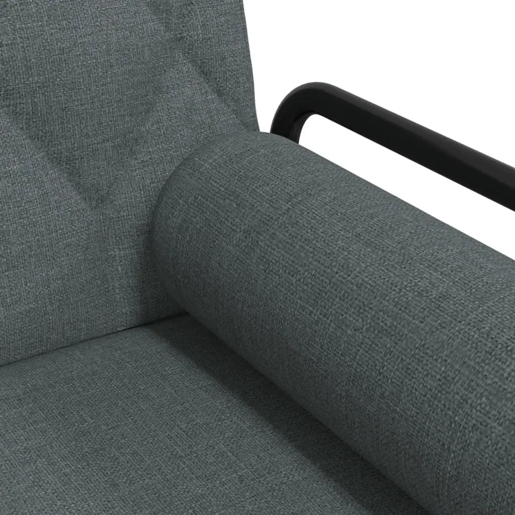 Sofa Bed Grey Fabric Adjustable Backrest with Armrests Comfort Sleeper Couch