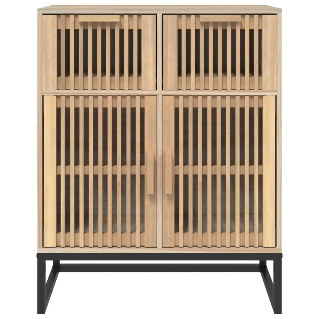 Sideboard Cabinet 60x30x75 cm Brown Engineered Wood with Wooden Doors and Stable Iron Legs