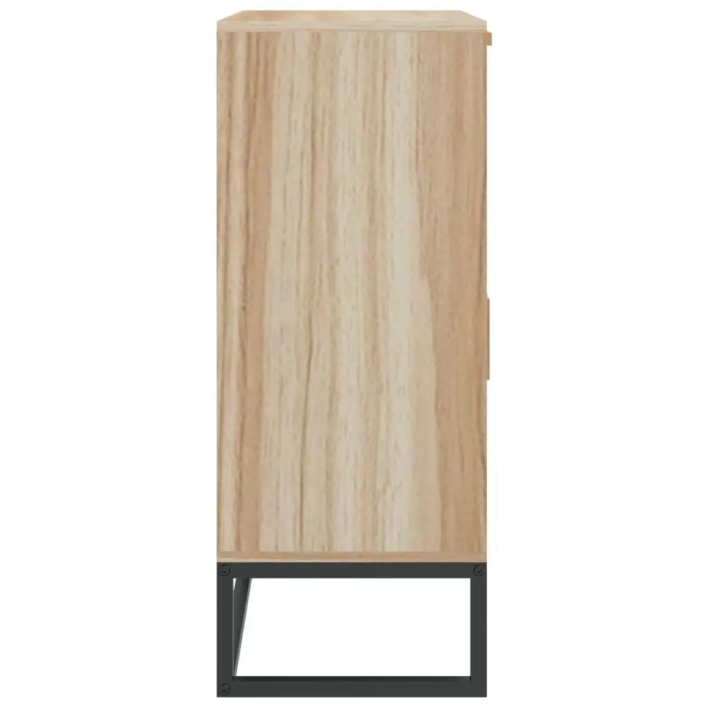 Sideboard Cabinet 60x30x75 cm Brown Engineered Wood with Wooden Doors and Stable Iron Legs