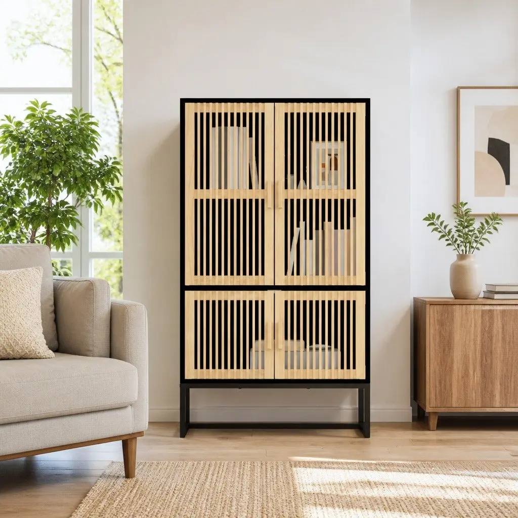 Storage Cabinet Highboard Black 70x35x125 cm Engineered Wood Scandinavian Style