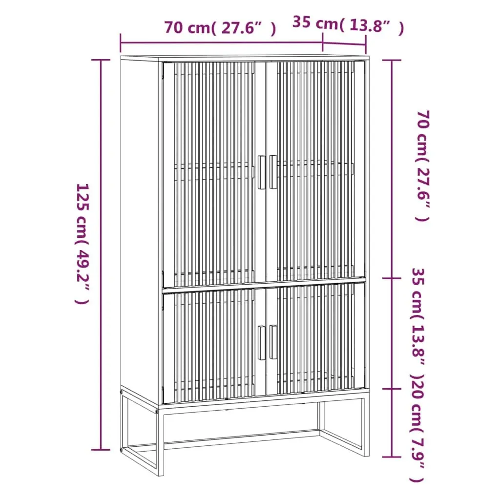 Storage Cabinet Highboard Black 70x35x125 cm Engineered Wood Scandinavian Style