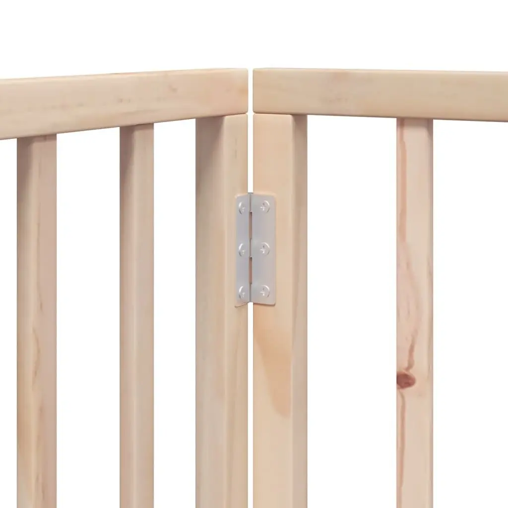 Dog Gate 6 Panel Foldable Poplar Wood Pet Barrier with Door Lock Safety Indoor