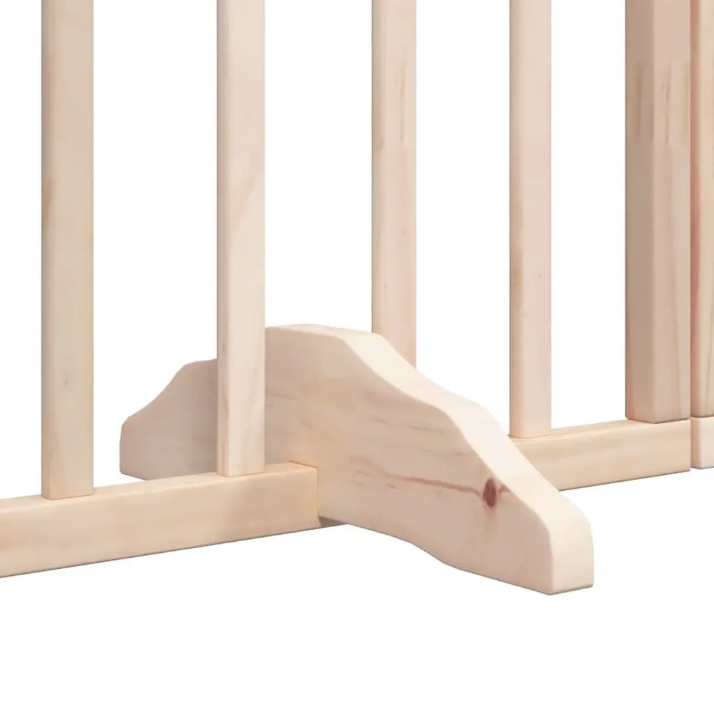 Dog Gate 6 Panel Foldable Poplar Wood Pet Barrier with Door Lock Safety Indoor