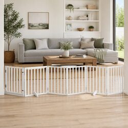 Versatile 6-Panel Dog Gate for Your Home in White