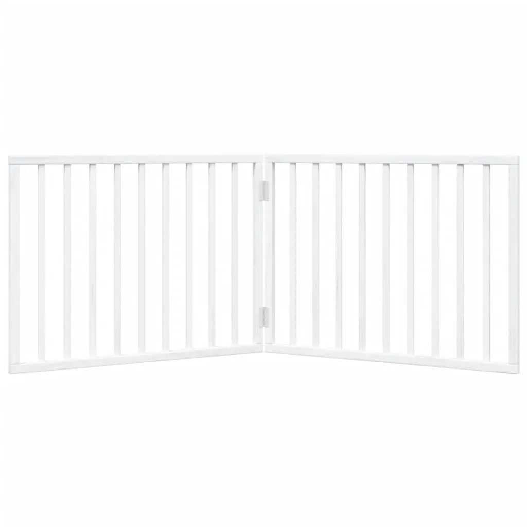 Dog Gate 160cm Foldable 2 Panels White Poplar Wood Pet Safety Barrier