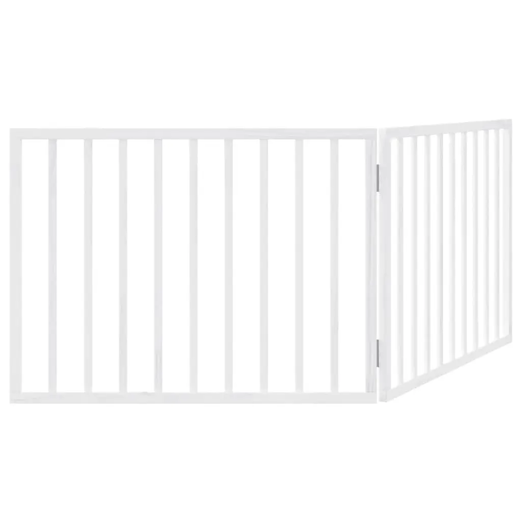 Dog Gate 160cm Foldable 2 Panels White Poplar Wood Pet Safety Barrier