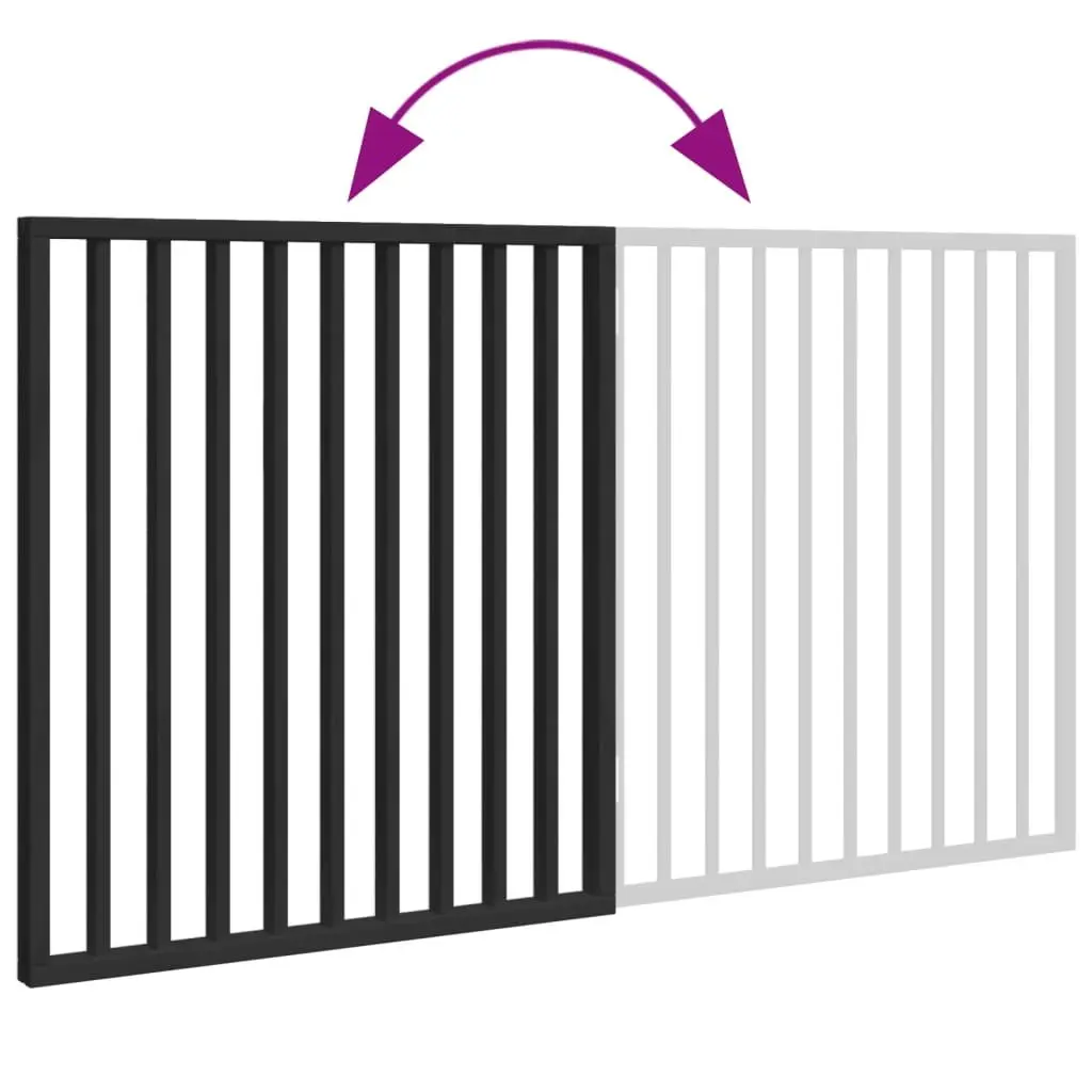 Dog Gate 160cm Foldable 2 Panels Black Poplar Wood Pet Safety Barrier