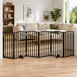 Stylish 6-Panel Dog Gate for Pet Safety