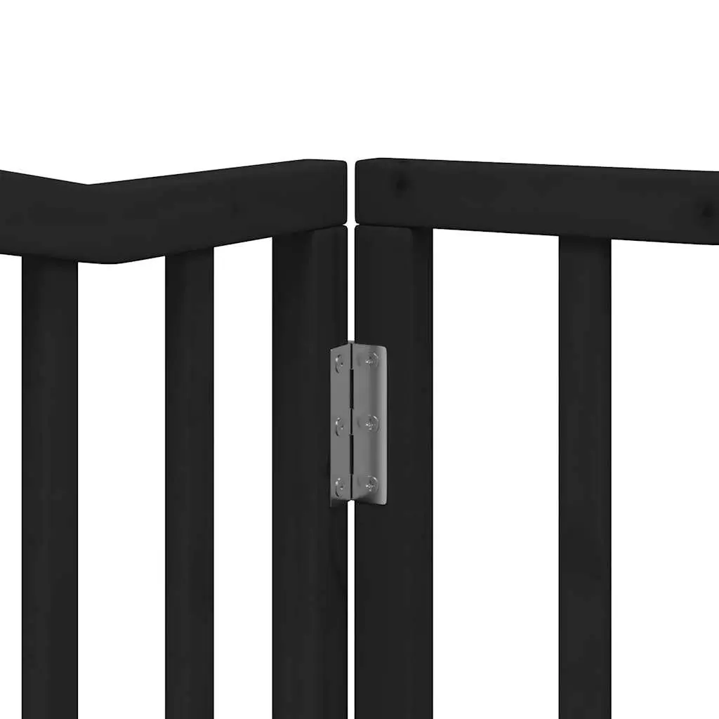 Foldable Dog Gate 320cm Black Poplar Wood Pet Safety Barrier