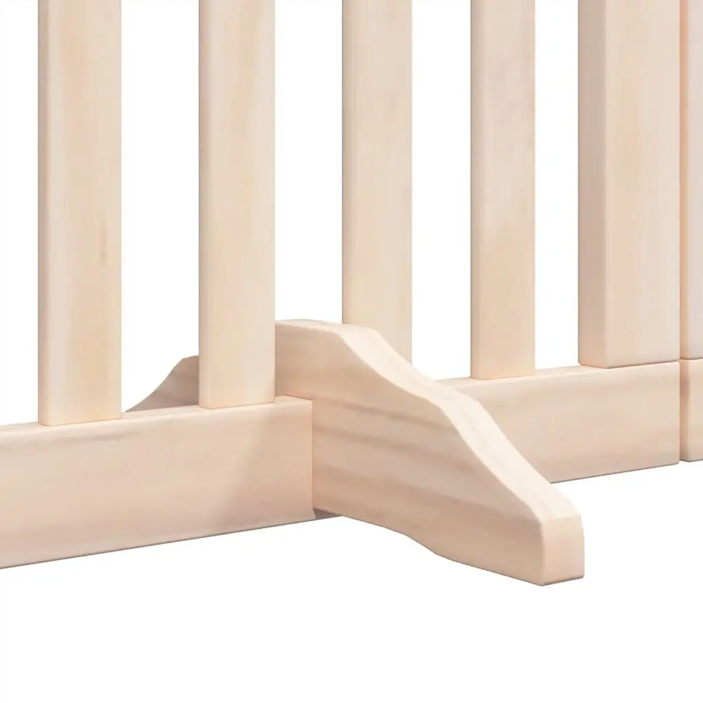 Dog Gate 6 Panels Foldable Pet Safety Barrier Door Poplar Wood Brown 300cm