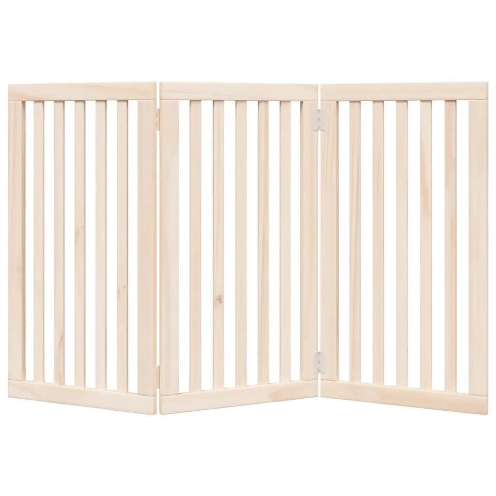 Dog Gate 150 cm Foldable 3 Panels Poplar Wood Pet Safety Barrier