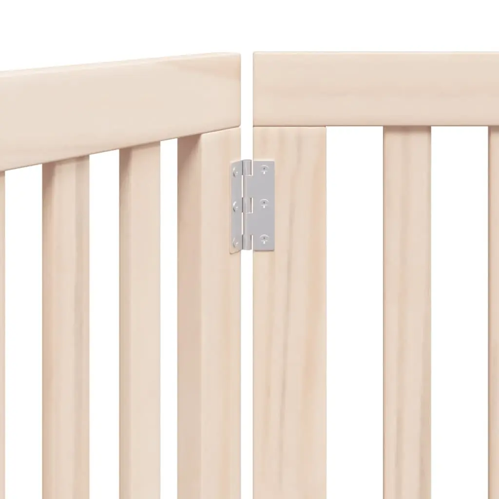 Dog Gate 150 cm Foldable 3 Panels Poplar Wood Pet Safety Barrier