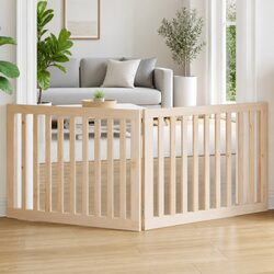 Versatile Dog Gate 160cm with 2 Panels in Brown Wood