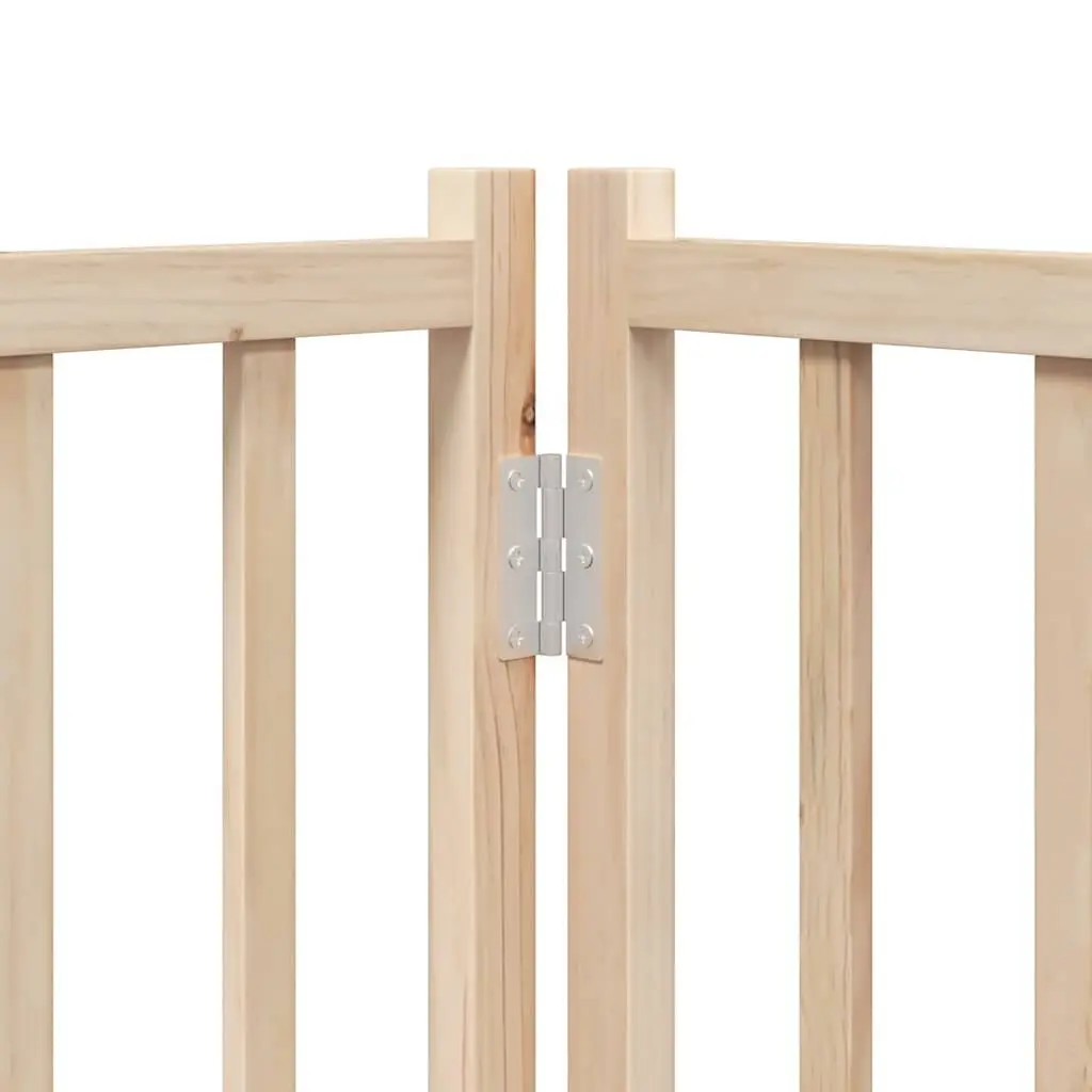 Dog Gate 300 cm Foldable 6 Panels with Door Solid Wood Pet Enclosure Barrier