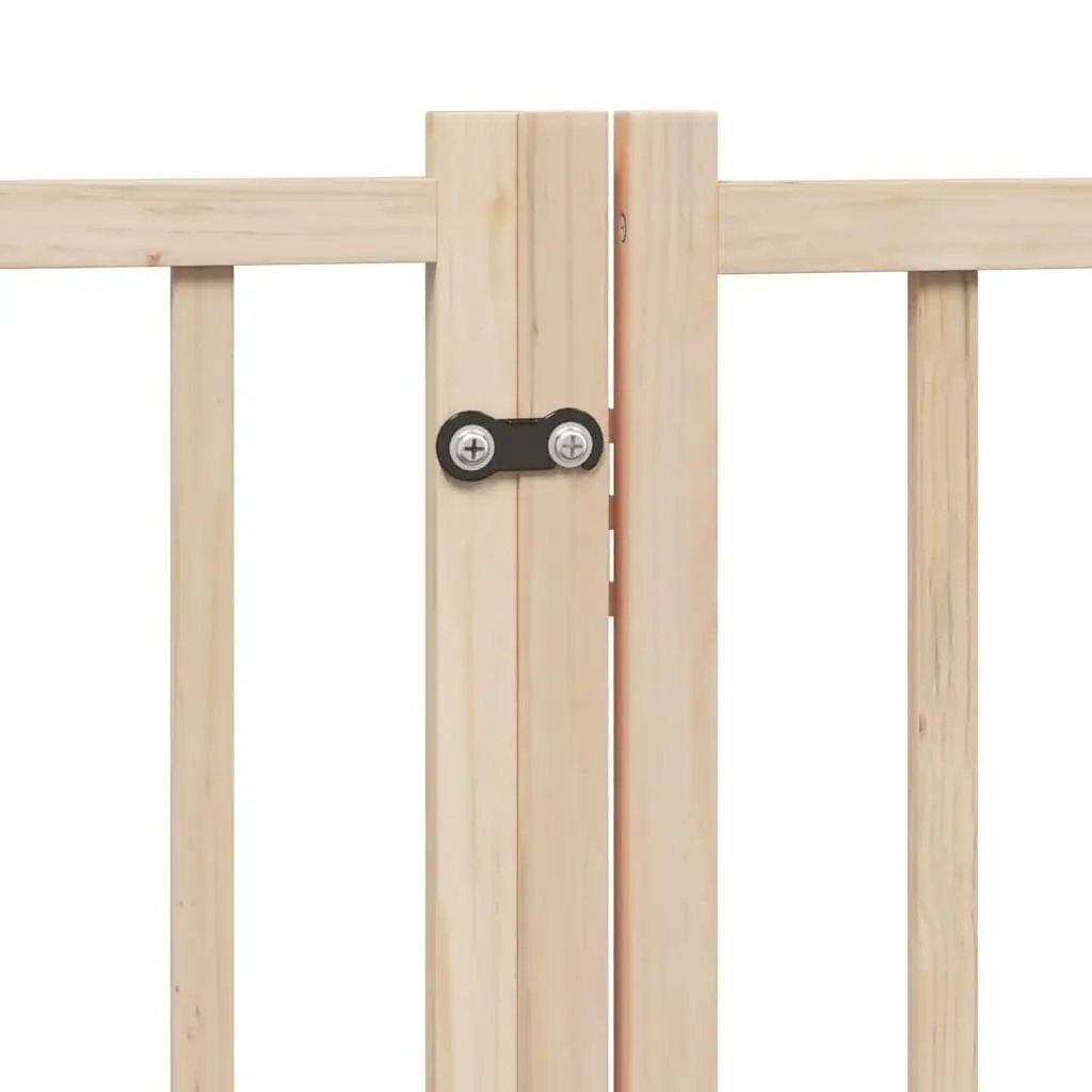 Dog Gate Foldable 4 Panels 320cm Solid Wood with Door Panel and Locks