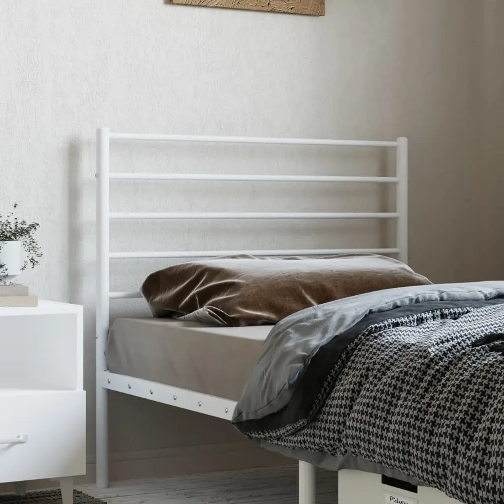 Metal Headboard 90cm White Powder-coated Steel Construction Sturdy Legs