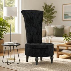 Stylish Black Velvet High Back Accent Chair
