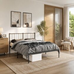 Elevate Your Bedroom with a Black Metal Bed Frame 135x190 cm