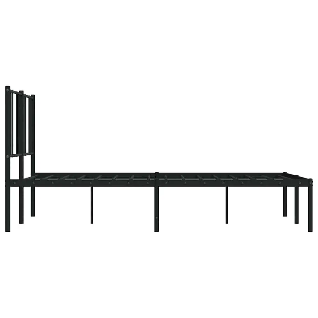 Metal Bed Frame 135x190 cm with Headboard Slatted Base Black