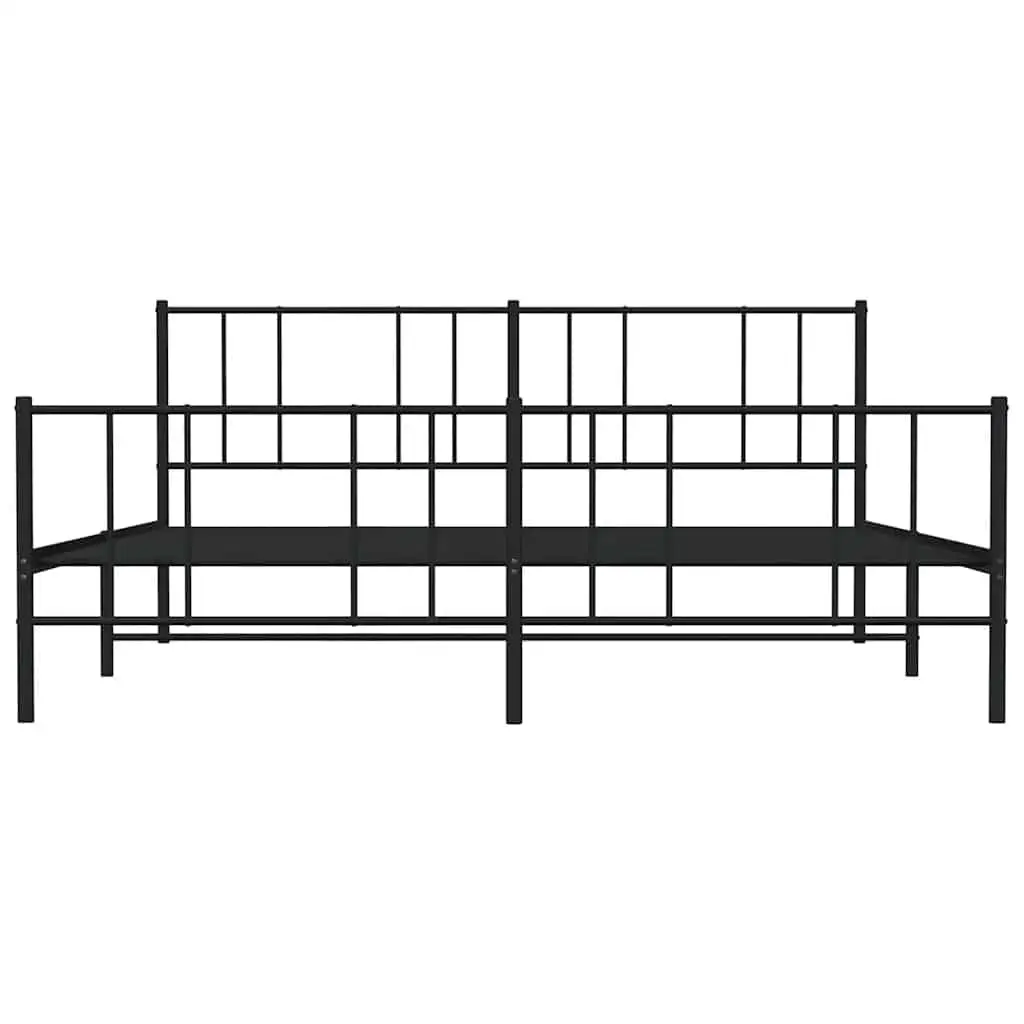 Metal Bed Frame King Size 183x203cm Sturdy Construction with Headboard and Underbed Storage