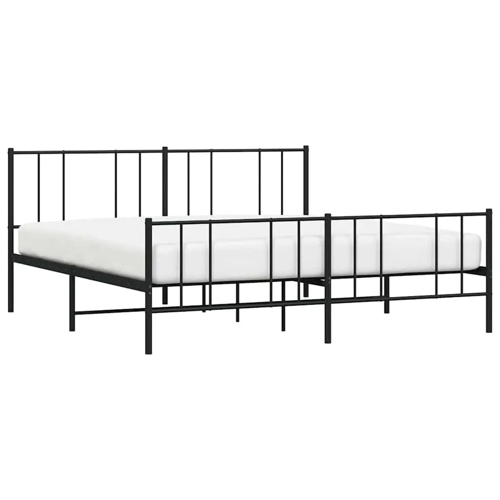 Metal Bed Frame King Size 183x203cm Sturdy Construction with Headboard and Underbed Storage