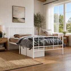 Stylish King Single Bed Frame 107x203 cm White for Your Bedroom