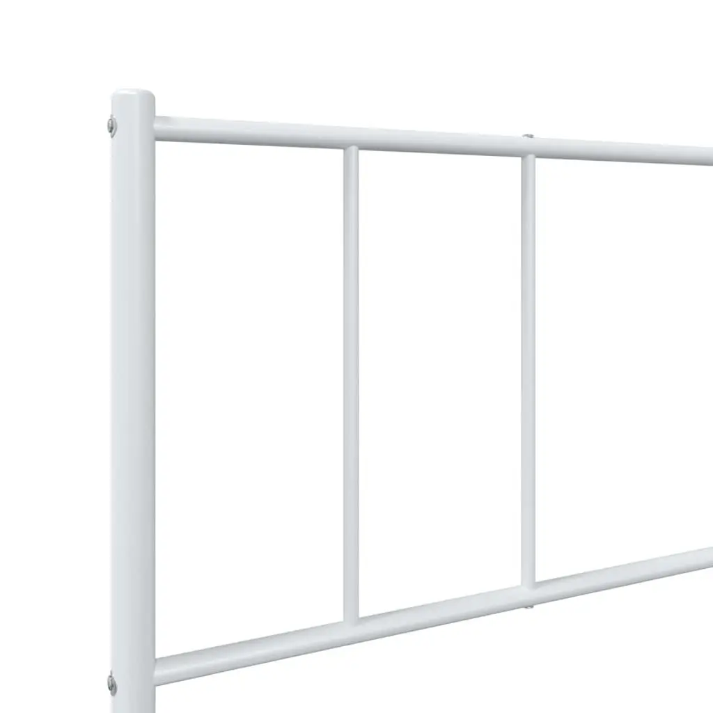 Metal Bed Frame King Single 107x203 cm Powder Coated Steel Slatted Base White