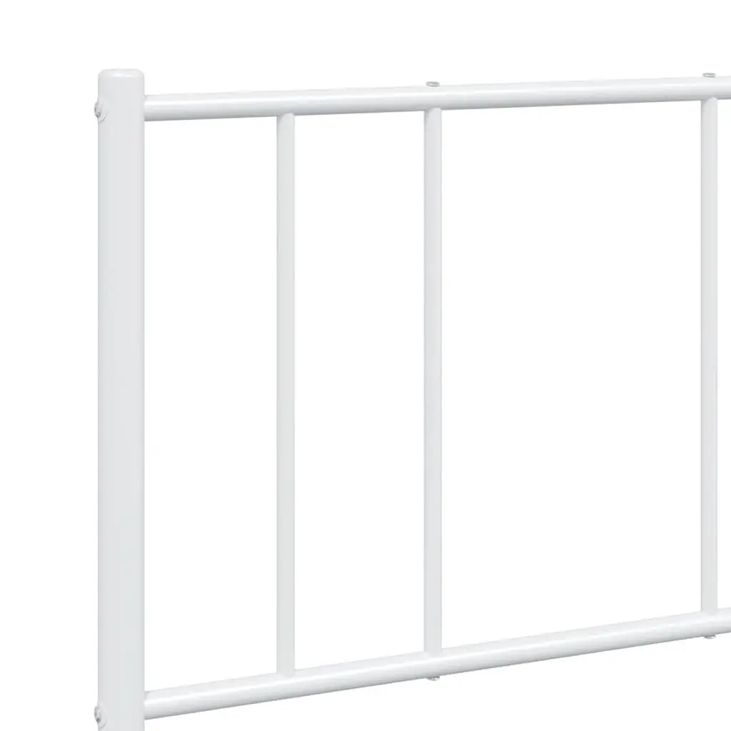 Metal Bed Frame 135x190cm White Slatted Base Support