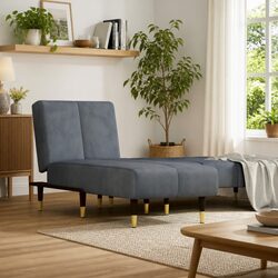 Elegant Grey Velvet Lounge Sofa with 3 Positions