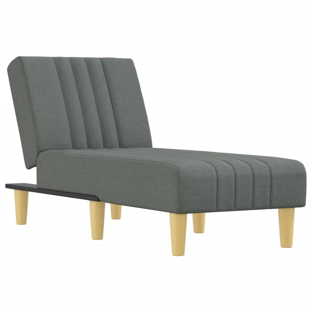 Chaise Longue Grey Fabric Convertible 3-Position Reclining Lounge Chair