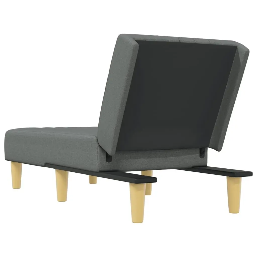 Chaise Longue Grey Fabric Convertible 3-Position Reclining Lounge Chair