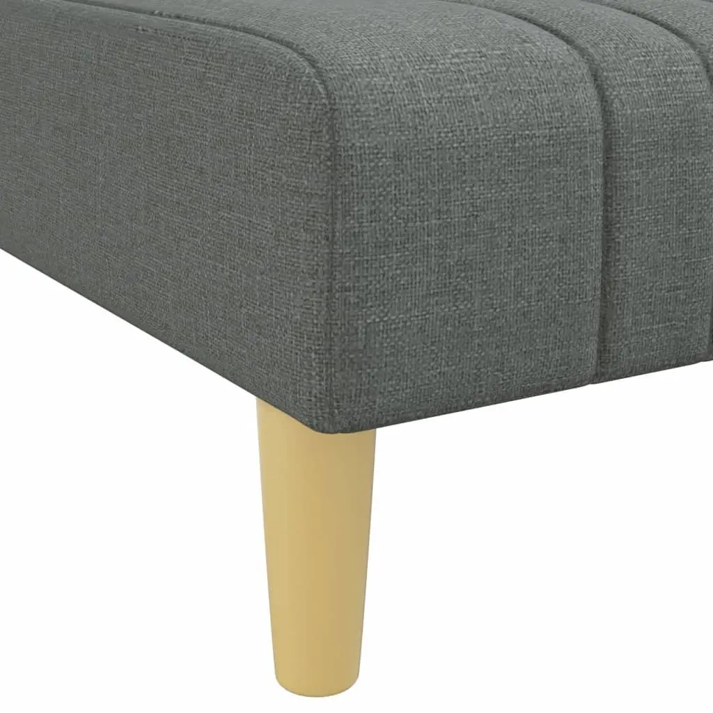 Chaise Longue Grey Fabric Convertible 3-Position Reclining Lounge Chair