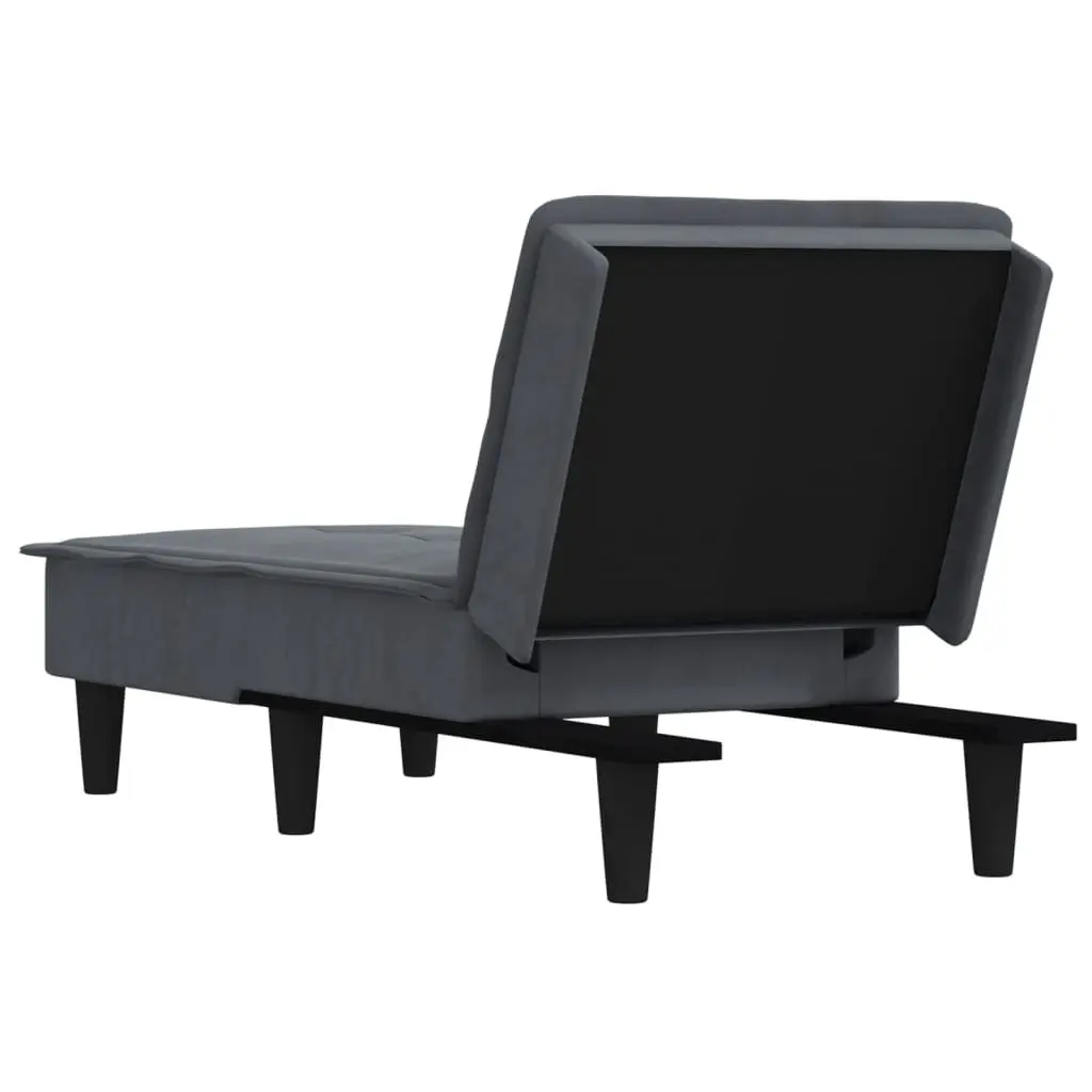 Chaise Longue Grey Velvet Convertible 3 Position Reclining Lounge Chair