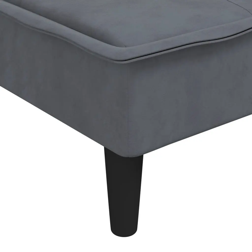 Chaise Longue Grey Velvet Convertible 3 Position Reclining Lounge Chair
