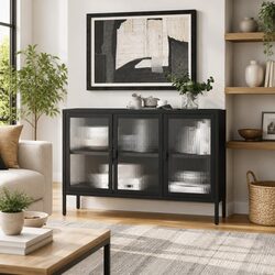 Modern Black Sideboard for Stylish Storage 105x35x70 cm