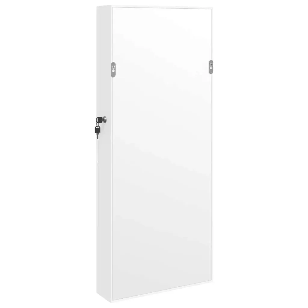 Wall Mounted Jewellery Cabinet with LED Lights White Mirror Storage Organiser