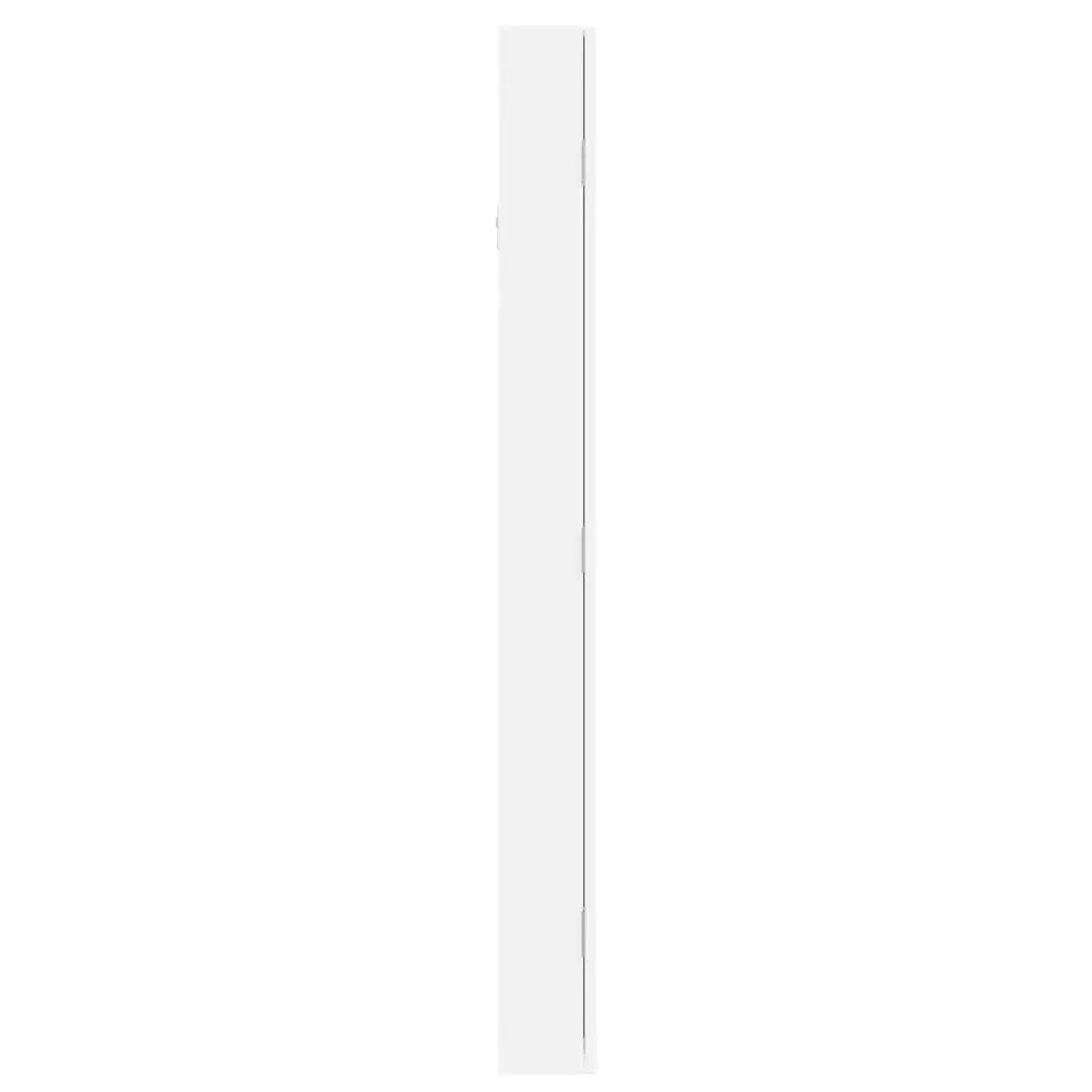 Wall Mounted Mirror Jewellery Cabinet White with LED Lights and Storage Organiser