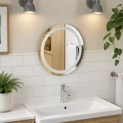 LED Bathroom Mirror 40cm Round Wall Mount Waterproof Ambient Lighting Decor