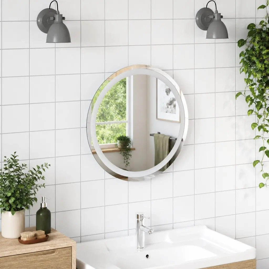 LED Bathroom Mirror 50cm Round Integrated Lights USB Powered Wall Mount