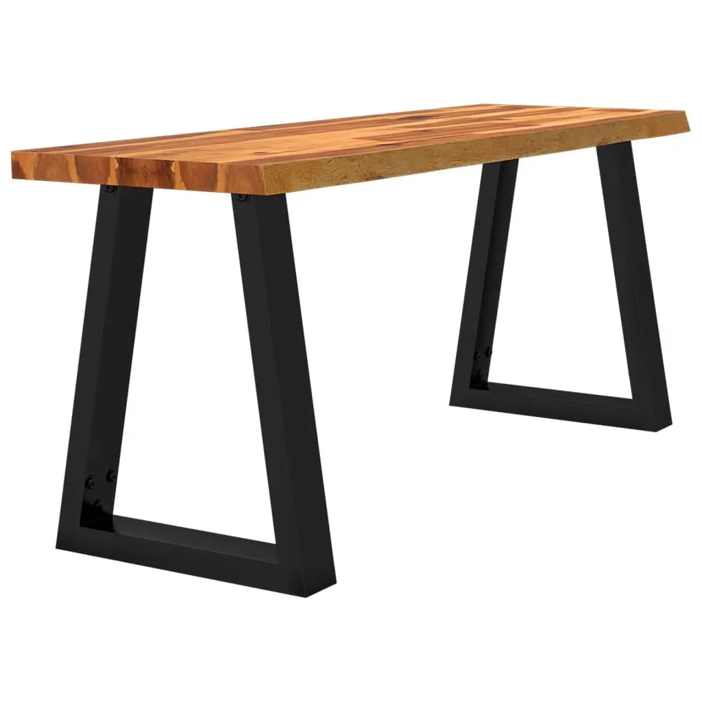 Solid Wood Bench 110cm Live Edge Acacia Wood Seat with U-shaped Steel Legs