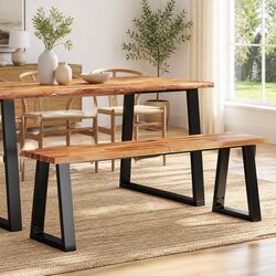 Solid Wood Bench 140 cm Live Edge Acacia Dining Room Hallway Seating Furniture