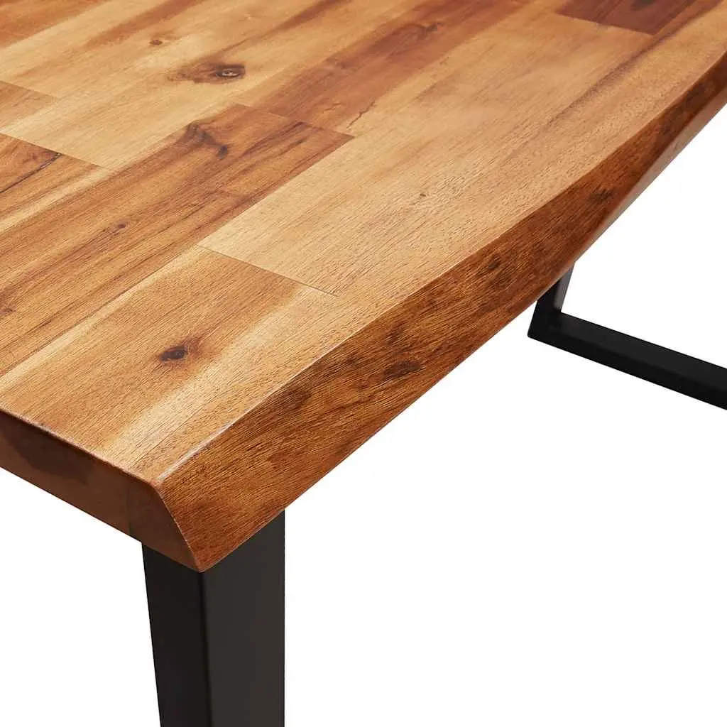 Console Table 110cm Live Edge Solid Acacia Wood Top U Shaped Steel Legs