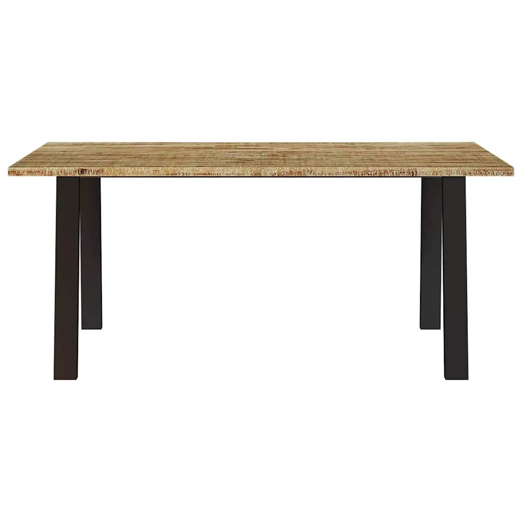 Dining Table 150x90cm Solid Acacia Wood Top Powder-coated Steel Legs Brown